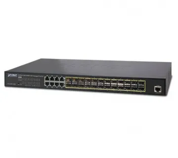 Planet L2 24-port 100 1000X SFP 8-port Shared TP Managed Switch Redundant AC DC Power - Umag