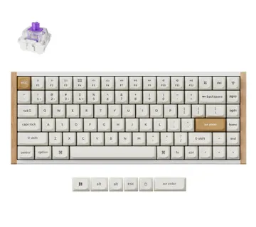 Tipkovnica Keychron K2H-Q1 White wooden RGB75% Layout/BT/2.4GHz/Nebula Sw/Gateron 2.0 Mag Swc - Umag