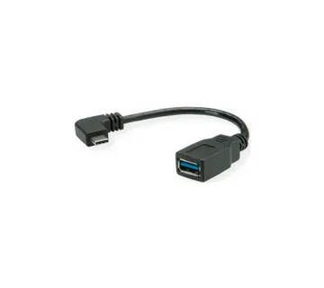 Roline USB3.2 Gen 1 kabel TIP A-C F/M kutni, 0.15m, crni - Umag