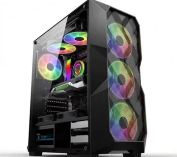 NaviaTec Raptor Gaming case with 4x RGB Fans, Tempered Glass Side, Mesh front panel - Umag