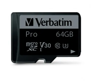 Verbatim memorijska kartica PRO Micro SDXC 64GB, U3, A2, V30, Class 10 Card + adapter - cover