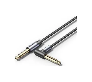 Vention Cotton Braided 6.35mm TS Male to Male Right Angle Audio Cable 5m, Gray - Umag
