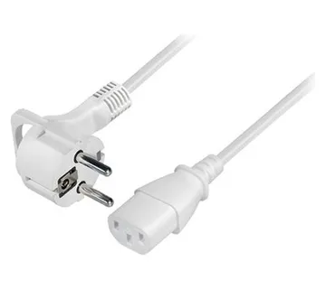 Transmedia Schuko plug flat to C13 jack 1,5m, White - Umag