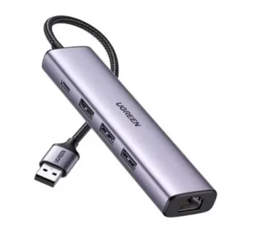 UGREEN USB HUB USB-A 3.0 na USB C, 3x USB A 3.0, RJ45, sivi - Umag