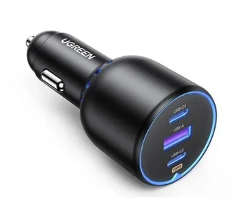 UGREEN auto punjač, 130W, 2x USB-C, USB-A, PD, sivi - Umag
