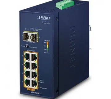 Planet Industrial 8-Port GbE 802.3at PoE (240W) 2-Port 100 1000X SFP Switch (-40~75 degrees C) - Umag