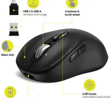 Port miš EXPERT WL+BT, punjivi USB-C, crni - Umag