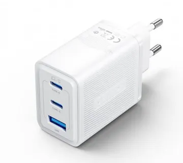 Vention 3-Port USB (C C A) GaN Charger (65W 65W 30W) EU-Plug, White - Umag