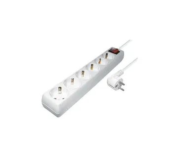 Transmedia 6-way power strip, White, 1,4m - Umag
