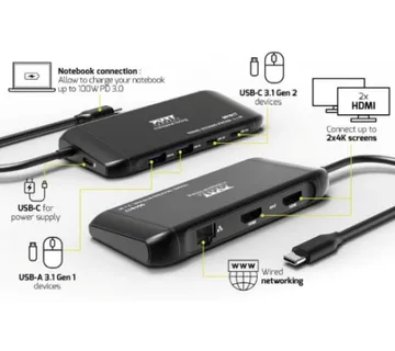 Port docking travel USB-C,1x4K ili 2xFHD, do 100W - Umag