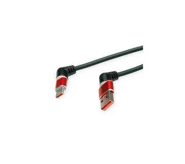 Roline 360° USB 2.0 kabel, C-A, M/M, 60W, okretni konektori, crveno/crni, 1.0m - Umag