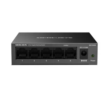 Mercusys MS105GS 5-Port Gigabit Desktop preklopnik (Switch) 5×10/100/1000Mbps, Plug &amp; Play, Auto-Negotiation, Auto-MDI/MDIX, - Umag