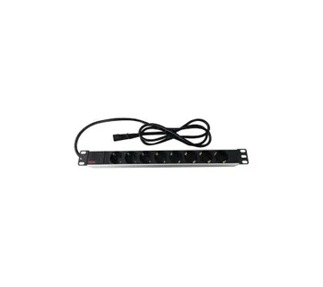Roline strujna priključnica 19", 8×Schuko, IEC3200 C14(M) UPS priključak kabela, 2.0m, aluminium - Umag