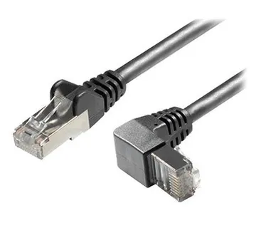 Transmedia Cat6A SFTP Patch Cable, RJ45 plug angled down, 1m - Umag