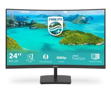 Philips 24" 241E1SC/00 FHD (1920×1080) VA 16:9, 75Hz, zakrivljeni 1500R, 4ms, 3000:1, VGA, HDMI, crni - Umag