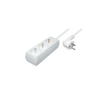 Transmedia 3-way power strip, white 1,4m - Umag