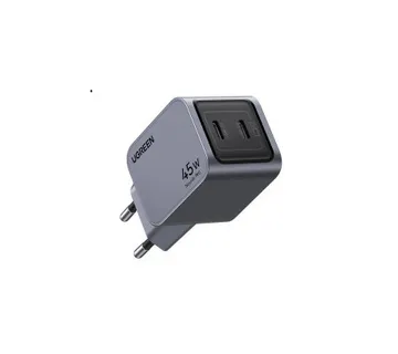 UGREEN Nexode Pro zidni punjač 45W, GaN, 2×USB-C, PD3.0/QC4.0, sivi - Umag