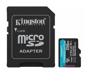 Kingston 256GB microSDXC Canvas Go Plus Gen4 + ADP200MB/s A2 U3 V30 Card + Adapter - Umag