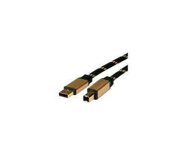 Roline GOLD USB2.0 kabel TIP A/B M/M, 3.0m, crno/zlatni - Umag