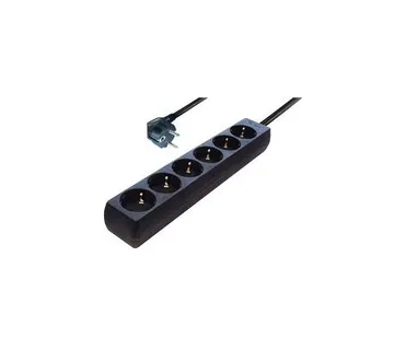 Transmedia 6-way power strip, 5,0 m cable, Black - Umag