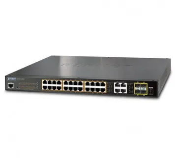 Planet L2 24-Port GbE HP PoE 4 Gig TP SFP Mngd Switch (440W) - Umag