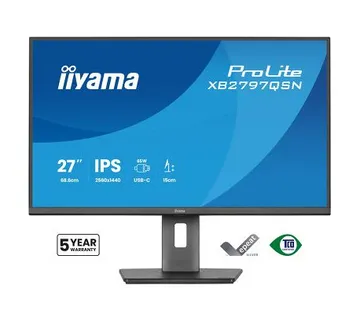 IIYAMA 27" XB2797QSN-B1 QHD (2560×1440) IPS Pivot, 75Hz, 1ms, 350cd/m2, 1000:1, HDMI/DP, USB-C Dock (PD 65W, DP out), 2×USB-A - Umag