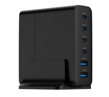 Gembird 6-port 75W GaN USB fast charger, black - Umag