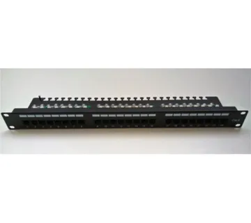 Masterlan patch panel 19", 24xRJ45, Cat5e, 1U, with tie bar, black - Umag