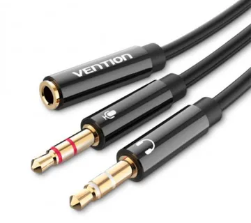Vention 2x 3.5mm Male to 4 Pole 3.5mm Female Audio Cable 0.3M Black ABS Type - Umag