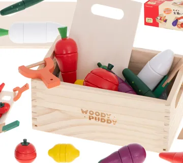 Drveno povrće za rezanje magnet u kutiji + pribor - cover