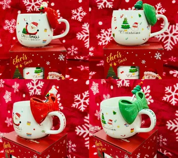 Božićna šalica s žlicom i mašnom u poklon kutiji 300ml - cover