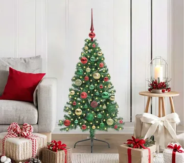 vidaXL Umjetno predsvijetljeno božićno drvce Zelena 120 cm PVC - Venlo