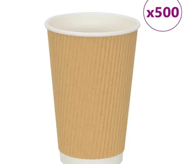 vidaXL papirnate šalice za kavu 500 kom 16 oz 400 ml smeđe - Venlo