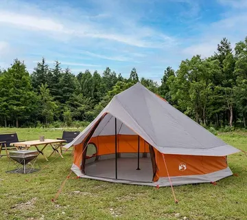 vidaXL Tipi šator 18-osobni Siva i narančasta Poliester i čelik - Venlo