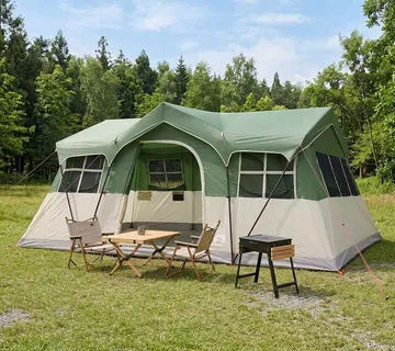 vidaXL Obiteljski šator 487 x 340 x 216 cm Zelena Poliester i čelik - Venlo
