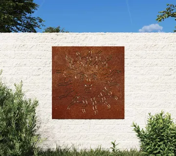 vidaXL Vrtni zidni ukras 55 x 55 cm od čelika COR-TEN s uzorkom sunca - Venlo