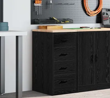 vidaXL Garažni ormar za odlaganje crni 40x51x85 cm masivne borovine - Venlo