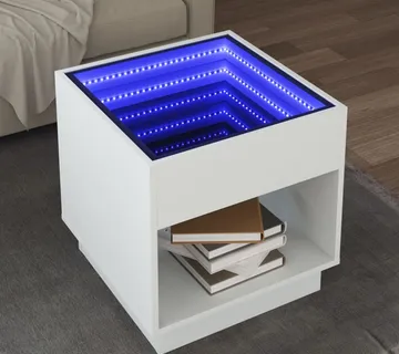 vidaXL Stolić za kavu s beskonačnim LED svjetlima bijeli 50x50x50 cm - Venlo