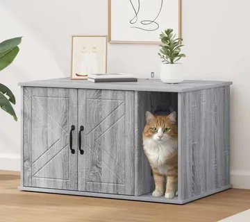 vidaXL Mačja Kuća Siva Sonoma 85 x 55 x 50,5 cm Konstruirano drvo - Venlo