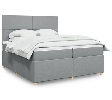 vidaXL Krevet s oprugama i madracem svjetlosivi 200 x 200cm od tkanine - Venlo