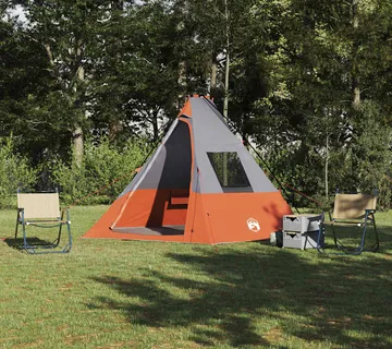 vidaXL Tipi šator 6-osobni Vodootporan Siva i narančasta taft - Venlo