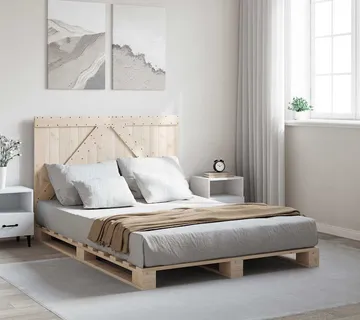 vidaXL Okvir za krevet s uzglavljem 140x200 cm od masivne borovine - Venlo