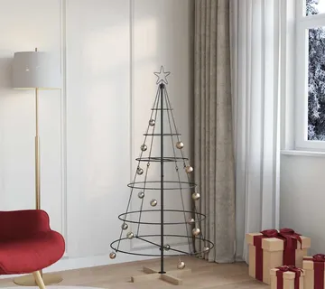 vidaXL Božićno drvo u obliku čunja s stalakom Crna 154 cm Čelik - Venlo