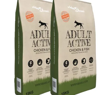vidaXL Premium suha hrana za pse Adult Active Chicken & Fish 2 kom 30 kg - Venlo