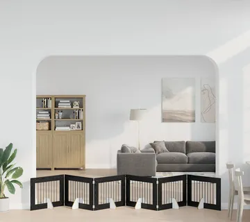 vidaXL Preklopna vrata za pse s postoljem 6 kom. Crni hrast 482 cm - Venlo