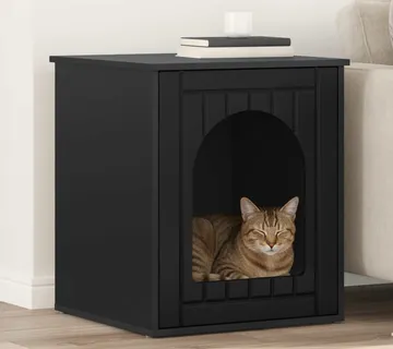vidaXL Mačja Kuća Crna 53 x 52 x 62 cm Konstruirano drvo - Venlo