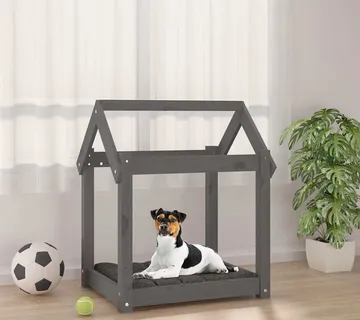 vidaXL Krevet za pse sivi 61 x 50 x 70 cm od masivne borovine - Venlo
