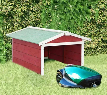 vidaXL Garaža za robotsku kosilicu 72x87x50 cm crveno-bijela jelovina - Venlo