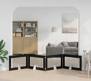 vidaXL Preklopna vrata za pse s postoljem 4 kom. Crni hrast 401 cm - Venlo