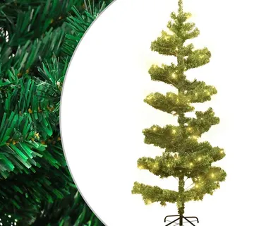 vidaXL Spiralno osvijetljeno božićno drvce sa stalkom zeleno 150cm PVC - Venlo